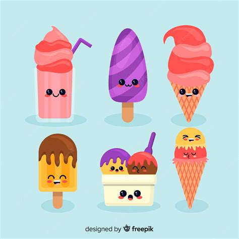 Free Vector Kawaii Ice Cream Characters Collection