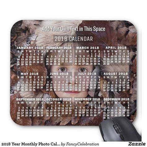 2018 Year Monthly Photo Calendar White Custom Mouse Pad Zazzle