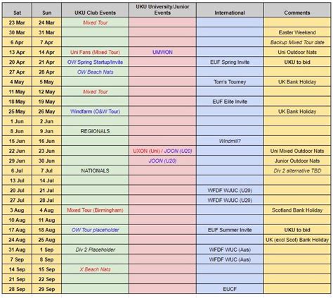 Nationals Date Change and Provisional 2024 Outdoor Calendar — UK Ultimate