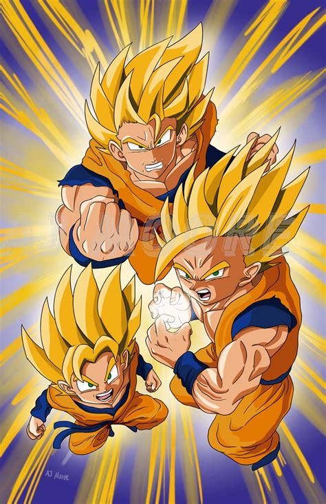 What started as a unique sign of accomplishment slowly started to become increasingly more commonplace and even expected by the time dragon ball super rolls around. Goku, Gohan, Goten, Super Saiyan Dragonball Z by GudFit on ...