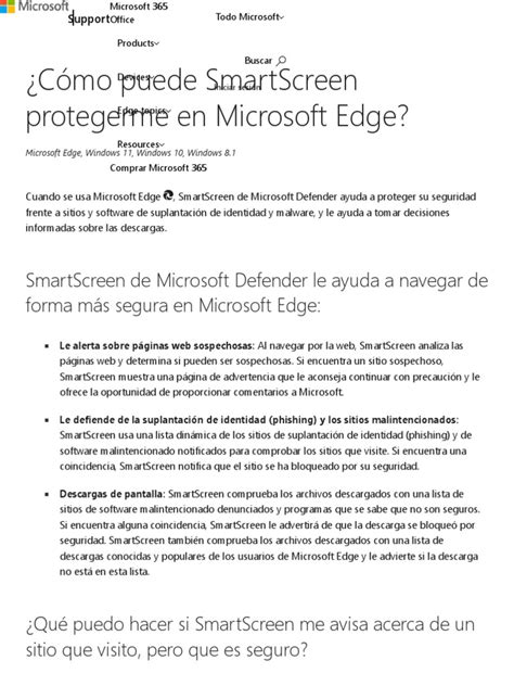 ¿cómo Puede Smartscreen Protegerme En Microsoft Edge Soporte Técnico