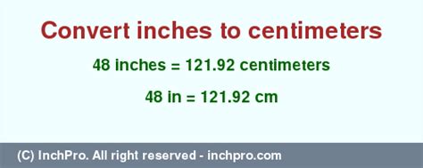 48 Inches In Cm Convert 48 Inches To Centimeters