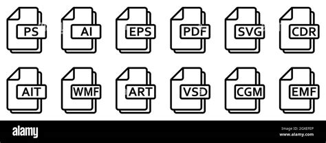 Vector File Formats Various Vector Formats Files Set Of Linear Icons