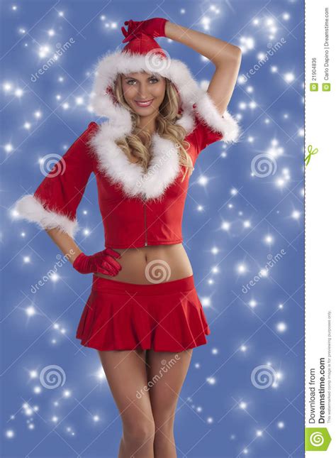 Red Christmas Lady Smiling Royalty Free Stock Image