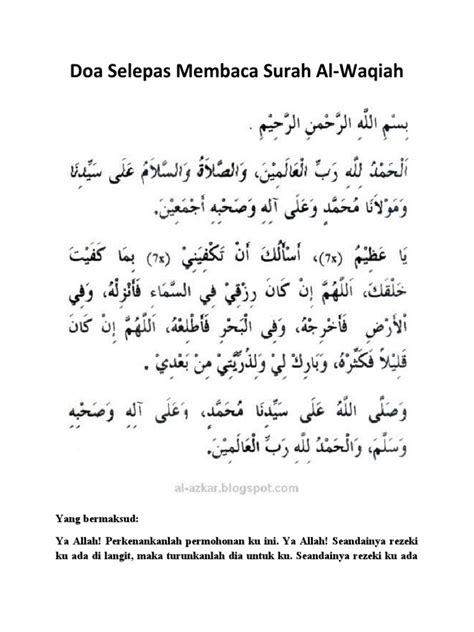 Doa Setelah Membaca Al Waqiah Homecare24