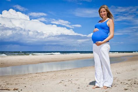 Pregnant Woman On Beach Stock Photo Image Of Adult Health
