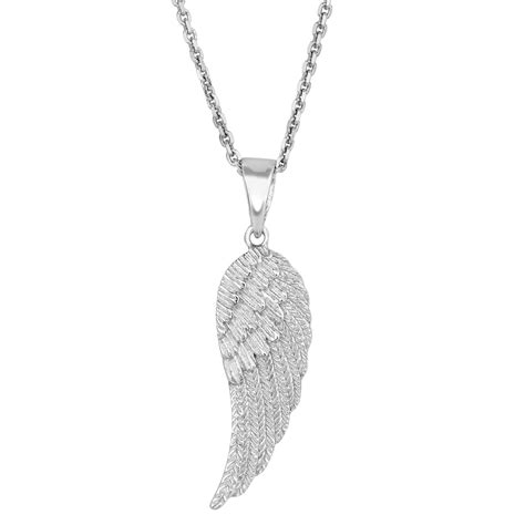 Sterling Silver Angel Wing Pendant Necklace 18