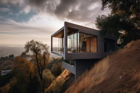Modern Home Built On Steep Hillside With Stunning Views Of Valley Below