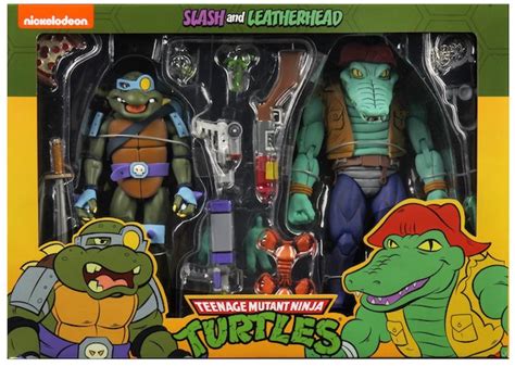 Neca Teenage Mutant Ninja Turtles Cartoon Slash And Leatherhead Action