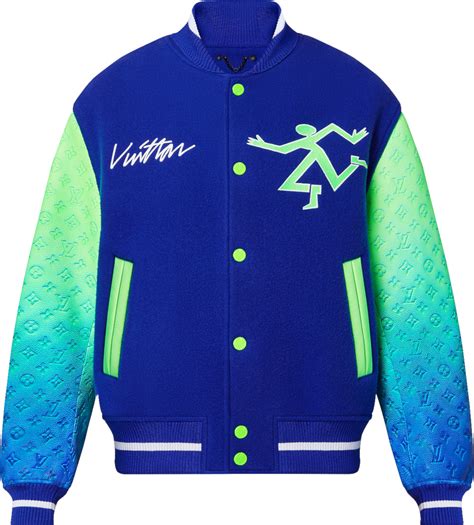 Louis Vuitton Blue And Neon Green Gradient Varsity Jacket Inc Style