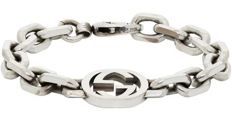Gucci Silver Interlocking G Bracelet In Metallic Lyst