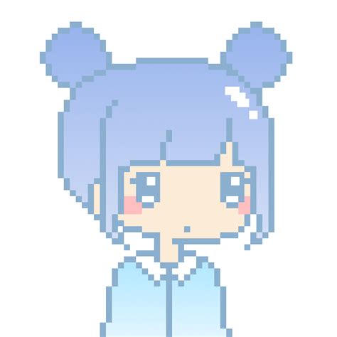 Kawaii Pixel Pastel Blue Space Buns Girl By Anh2301 On