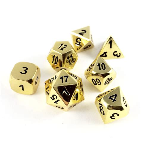 Metallic Gold Dice Set For Table Top Gaming Dice Dungeons