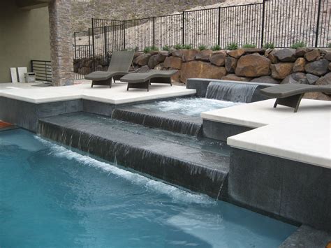 Tiered Water Feature Design Incorporates The Features Into Joining The