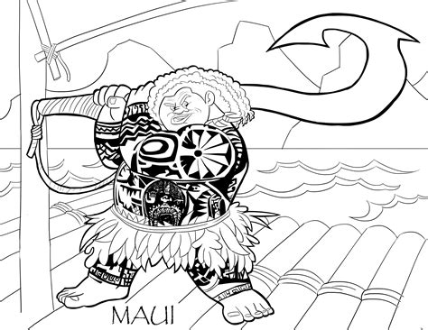 Dibujo Para Colorear Del Personaje Maui De La Pel Cula De Dibujos De Disney Moana Un Mar De