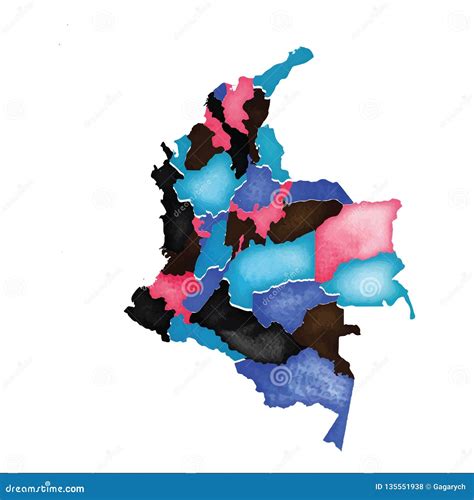Map Of Colombia Colourful Watercolor Colombia Stock Vector