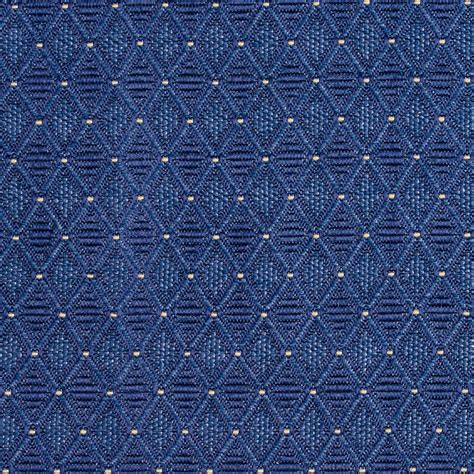 Denim Blue Diamond Geometric Pattern Damask Upholstery Fabric