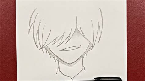 Easy Anime Drawing How To Draw A Boy With Evil Smile Step By Step