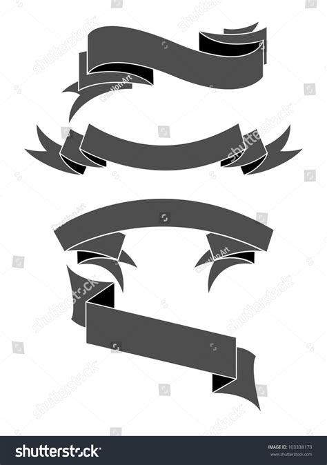 Set Decorative Gray Ribbon Banner Vector Stock Vector 103338173