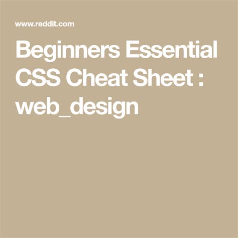 Beginners Essential Css Cheat Sheet In Css Cheat Sheet Css Sexiz Pix