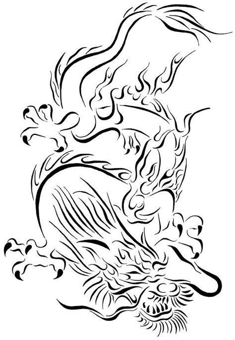 Tribal Chinese Dragon Drawing By Tina Barnash