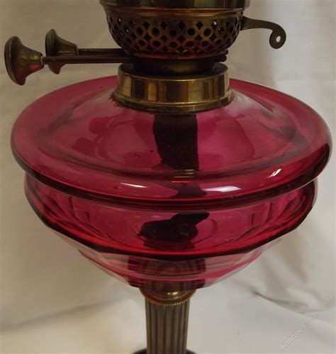 Antiques Atlas Large Victorian Cranberry Glass Oil Lamp