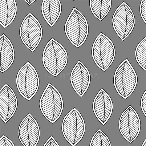 Hand Drawn Leaves Seamless Pattern Stock Vector Illustration Of