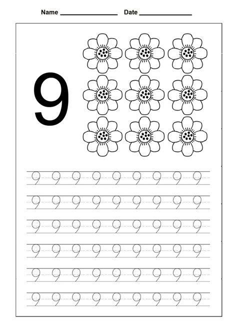 Number 9 Worksheets To Print Activity Shelter