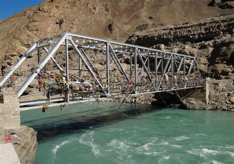 The Bridge Crossing The River In Ladakh India Stock Image Image Of