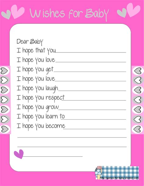 This listing is for a printable baby shower card. Free Printable Baby Shower Wishes for the Baby Game