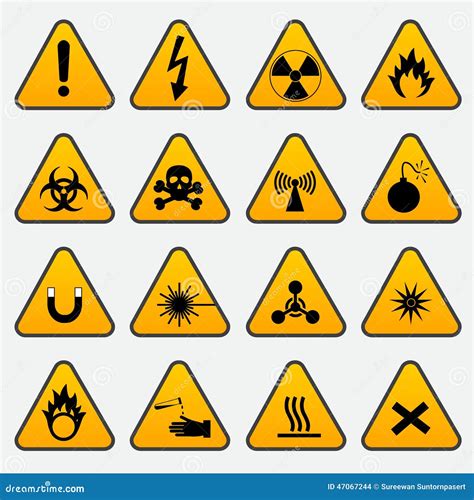 Warning Hazard Triangle Signs Stock Vector Illustration Of Chemical