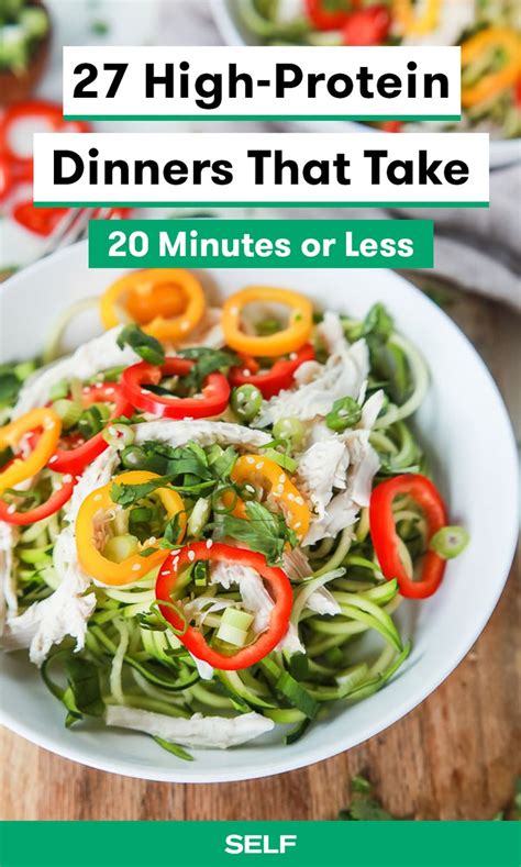 27 High Protein Dinners You Can Make In 20 Minutes Or Less Self Healthy Recipe Videos Healthy