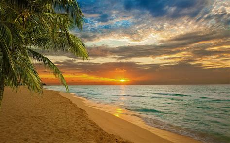 Hd Wallpaper Sunset Beach Sea Shore Beach With White Sands Nature S