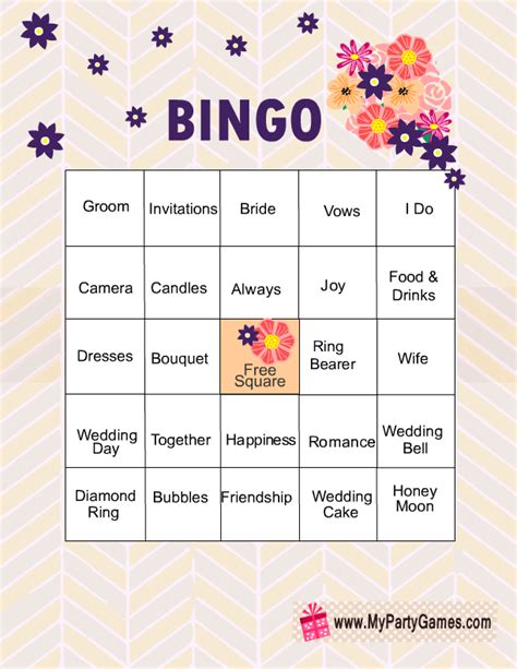 Free Printable Bridal Shower Bingo Printable World Holiday