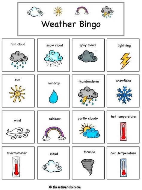 Aquí en lingokids encontrarás algunas actividades y juegos para ayudar a los peques con este importante tema. weather bingo | Ingles para preescolar, Juegos en ingles ...