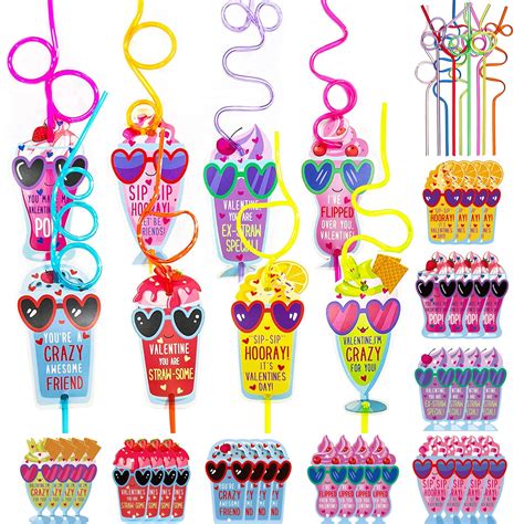 Buy Valentines Day Cards For Kids 32 Pack 32 Crazy Straws Bulk And