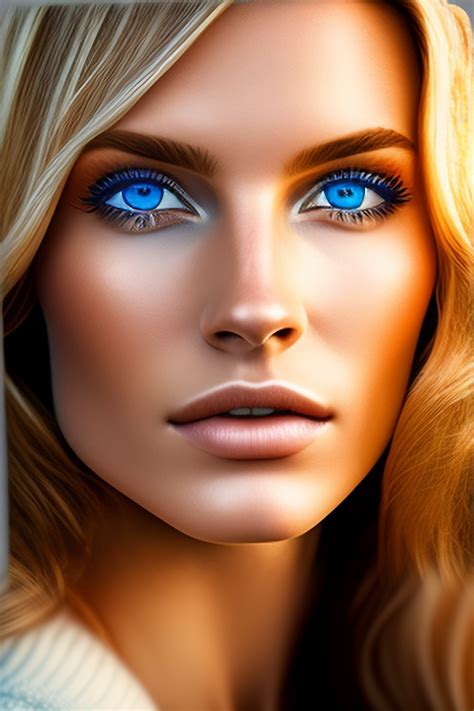 Lexica A Close Up Portrait Of A Beautiful 20 Years Old Blonde And Blue Eyes Woman Epic