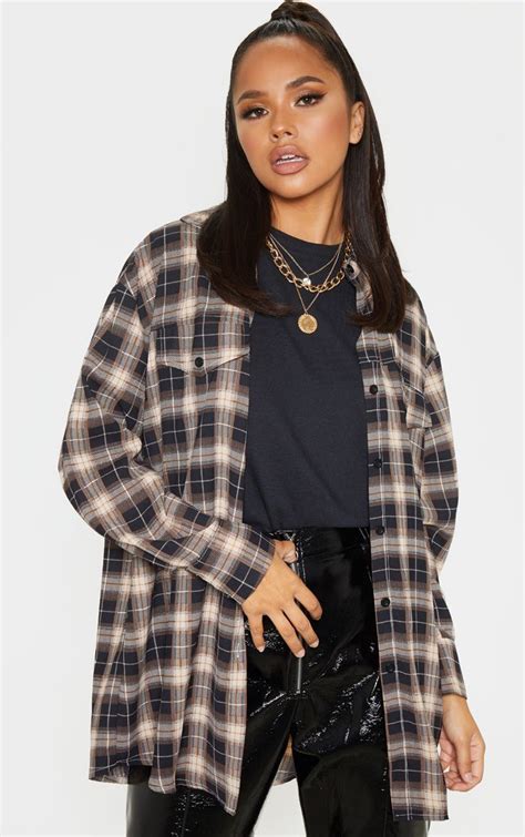 Black Check Oversized Shirt Shirt Outfit Women Checked Shirt Outfit