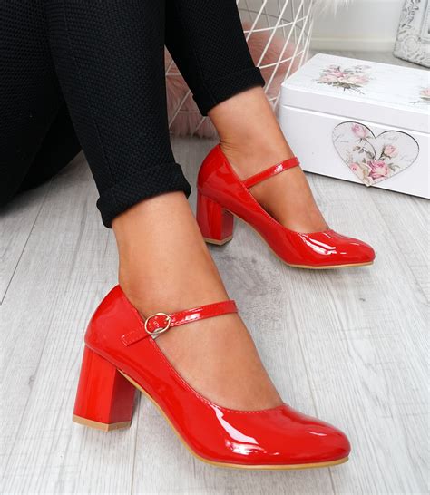Nimony Red Mary Jane Pumps