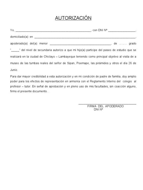 Modelo De Carta Para Autorizacion Peter Vargas Ejemplo De Carta