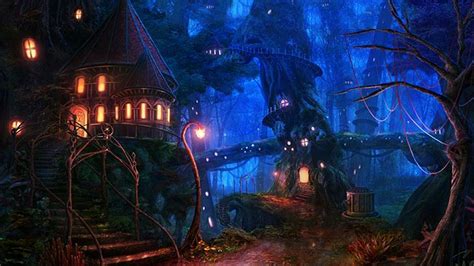 The Enchanted Treehouse Fantasy Landscape House Illustration
