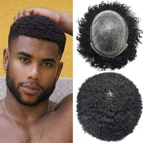 Afro Toupee For Black Men Kinky Curly African American Men
