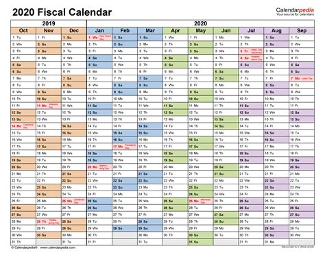 Fiscal Calendars 2020 Free Printable Excel Templates
