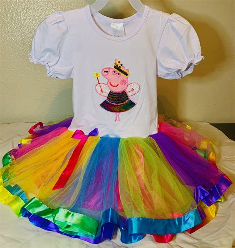 Peppa Pig Birthday Outfit 3rd Third Birthday Rainbow Tutu Etsy