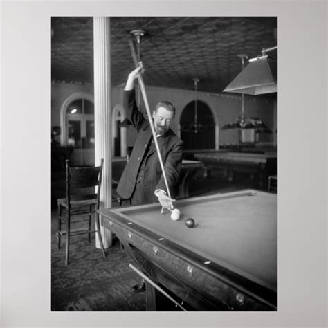 Billiards Trick Shot Early 1900s Poster Zazzle