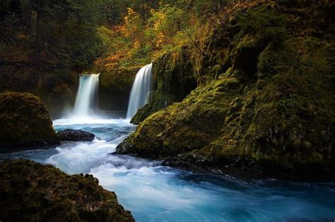 Sfondi Paesaggio Foresta Cascata Acqua Roccia Riflessione