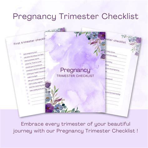 Pregnancy Trimester Checklist Printable First Second Third Etsy