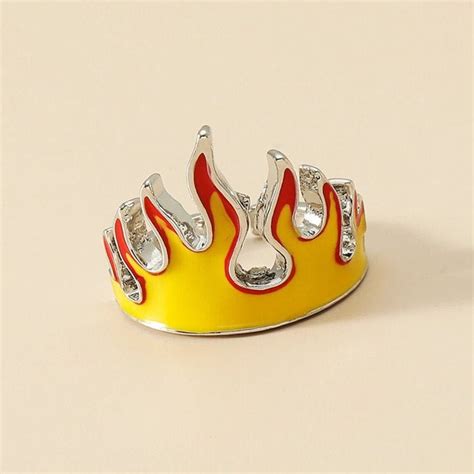 Creative Punk Fire Flame Ring For Men Women Fashion Cool Etsy