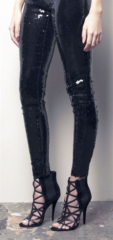 Sequined Leggings Black Sequin Pants Fashion Black Sequins