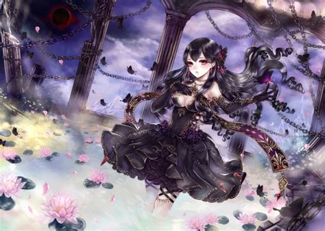 See more ideas about anime girl, anime, black anime characters. Wallpaper Anime Girl, Lolita, Gothic, Chains, Dark Theme, Butterfly - WallpaperMaiden